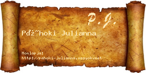 Páhoki Julianna névjegykártya